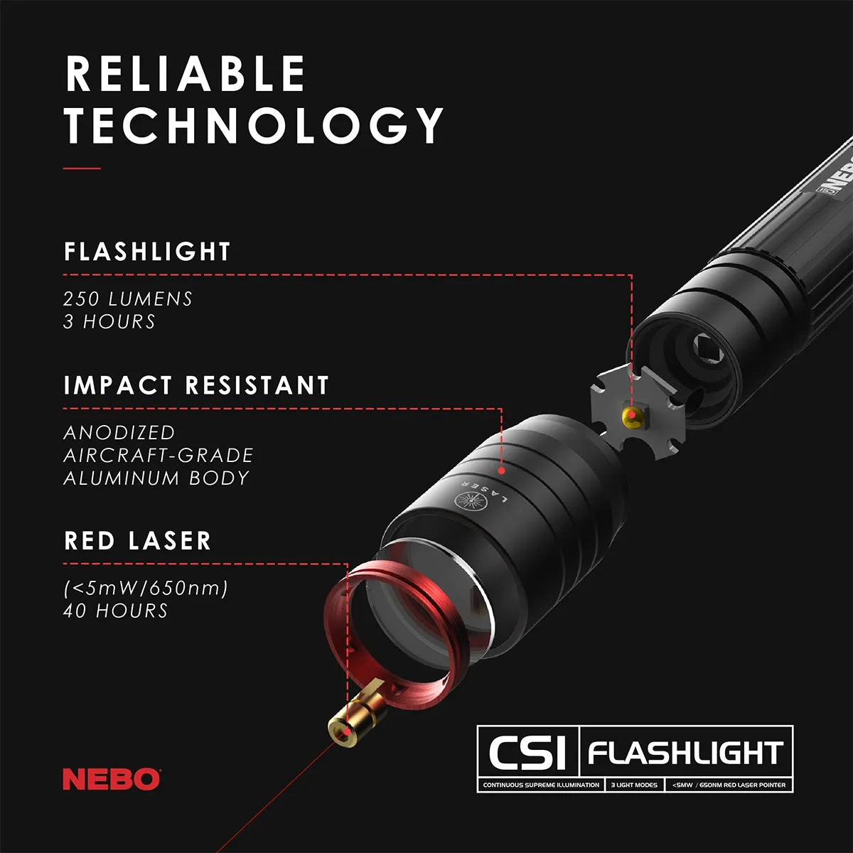 CSI LED Flashlight & Laser, 2-Pack