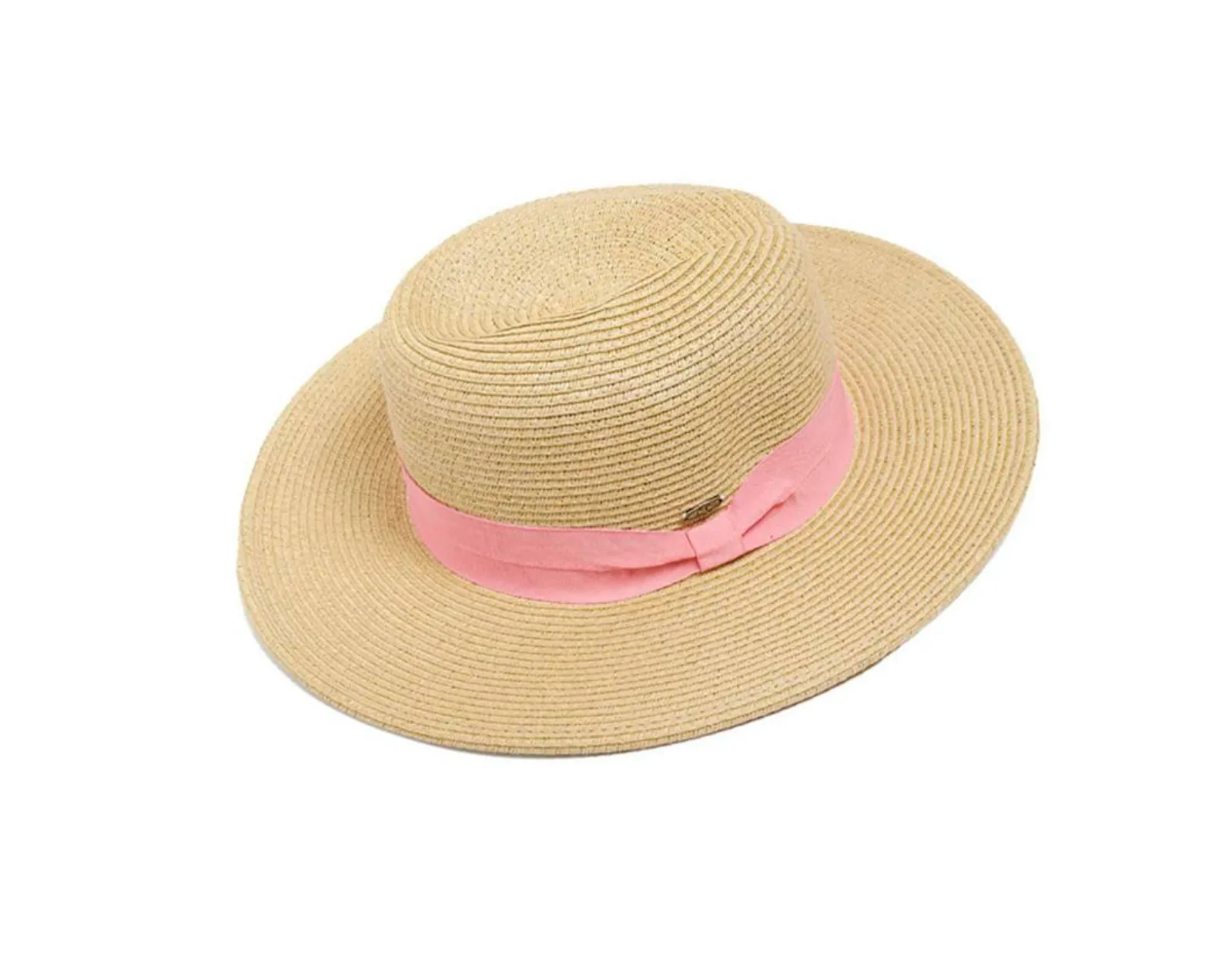 Dark Natural CC Panama Hat w/ Coral Band