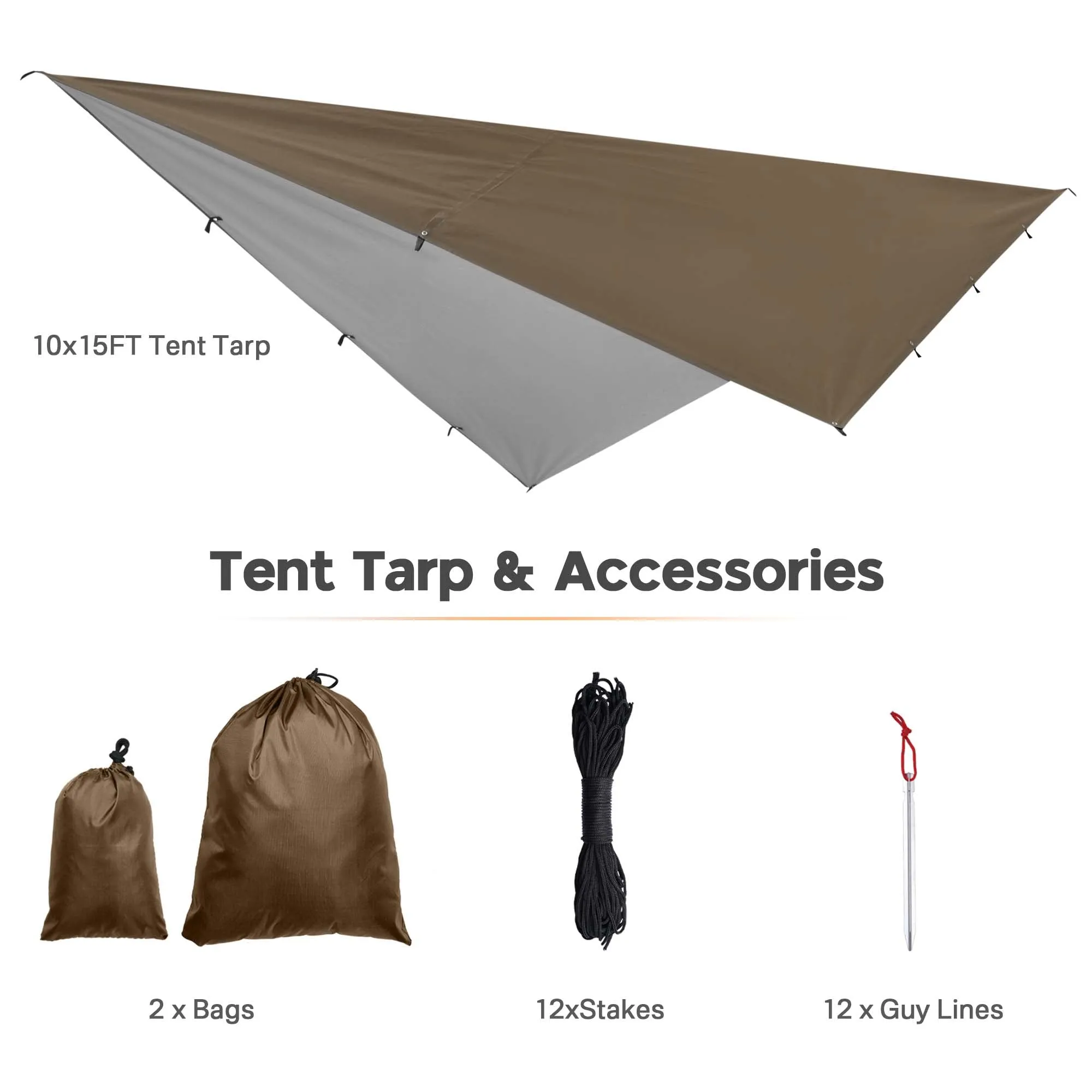 DIY Waterproof Camping Tarp Shelter UV50  PU3,000mm 15x10ft