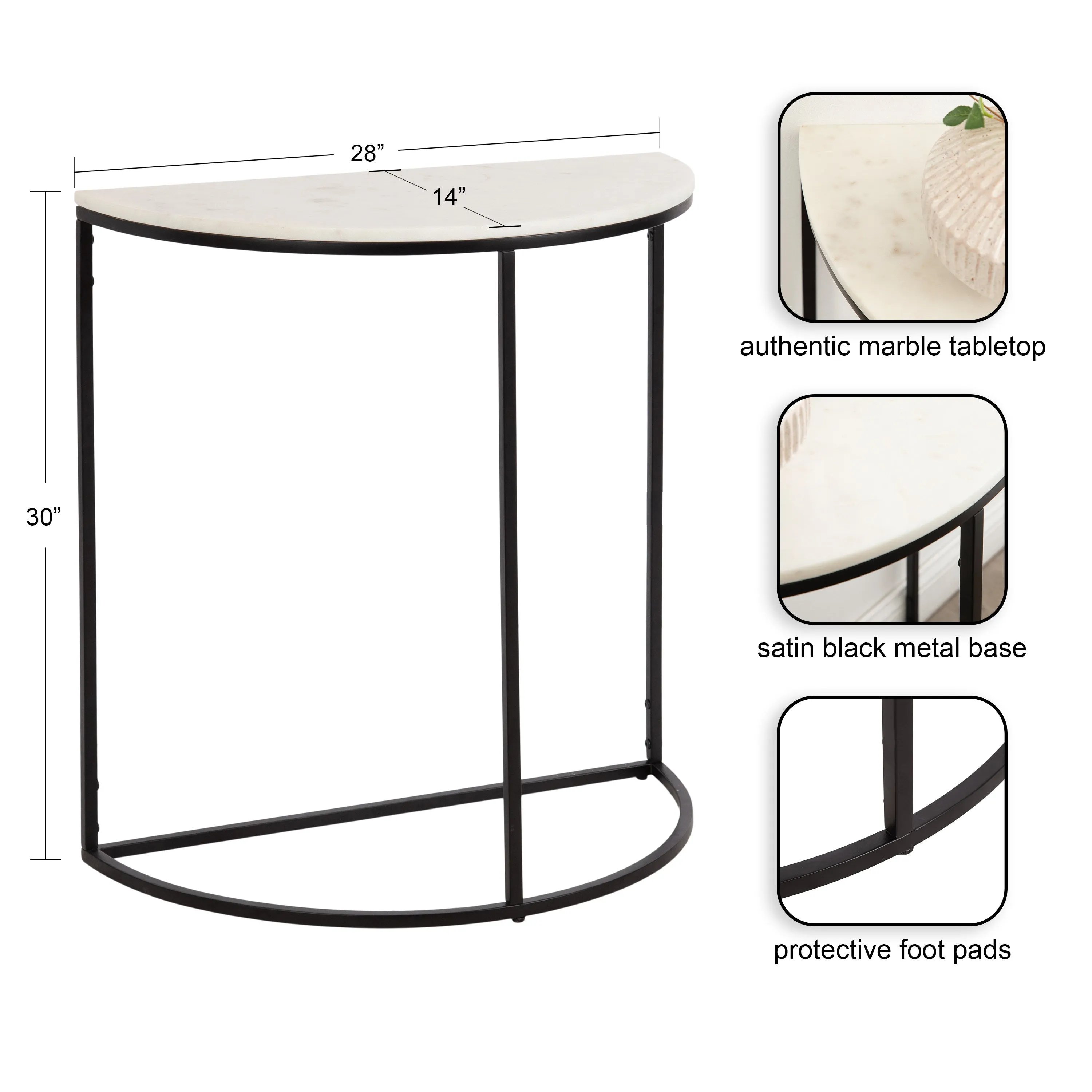 Dorrah Half-Circle Marble Console Table