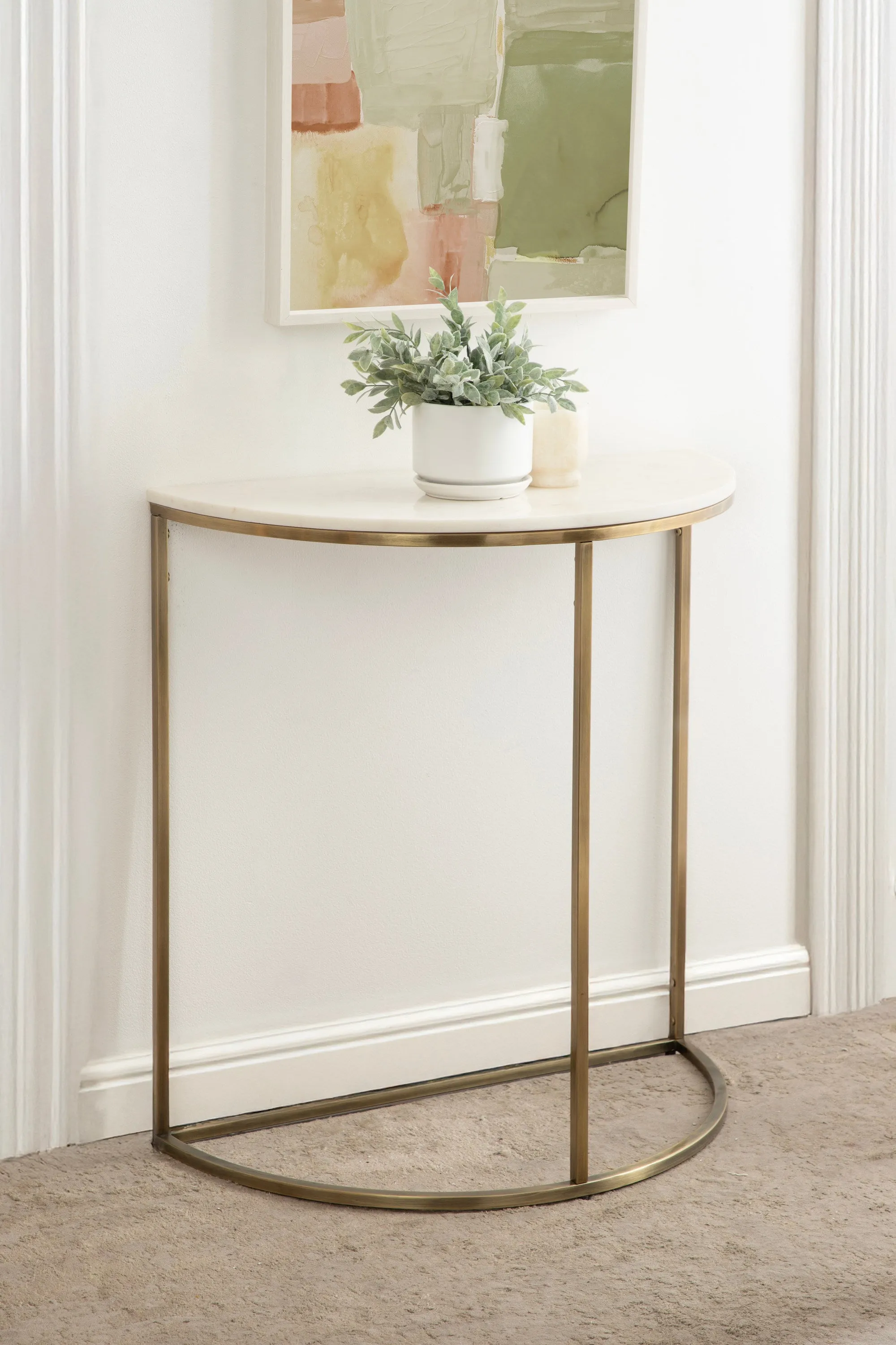 Dorrah Half-Circle Marble Console Table