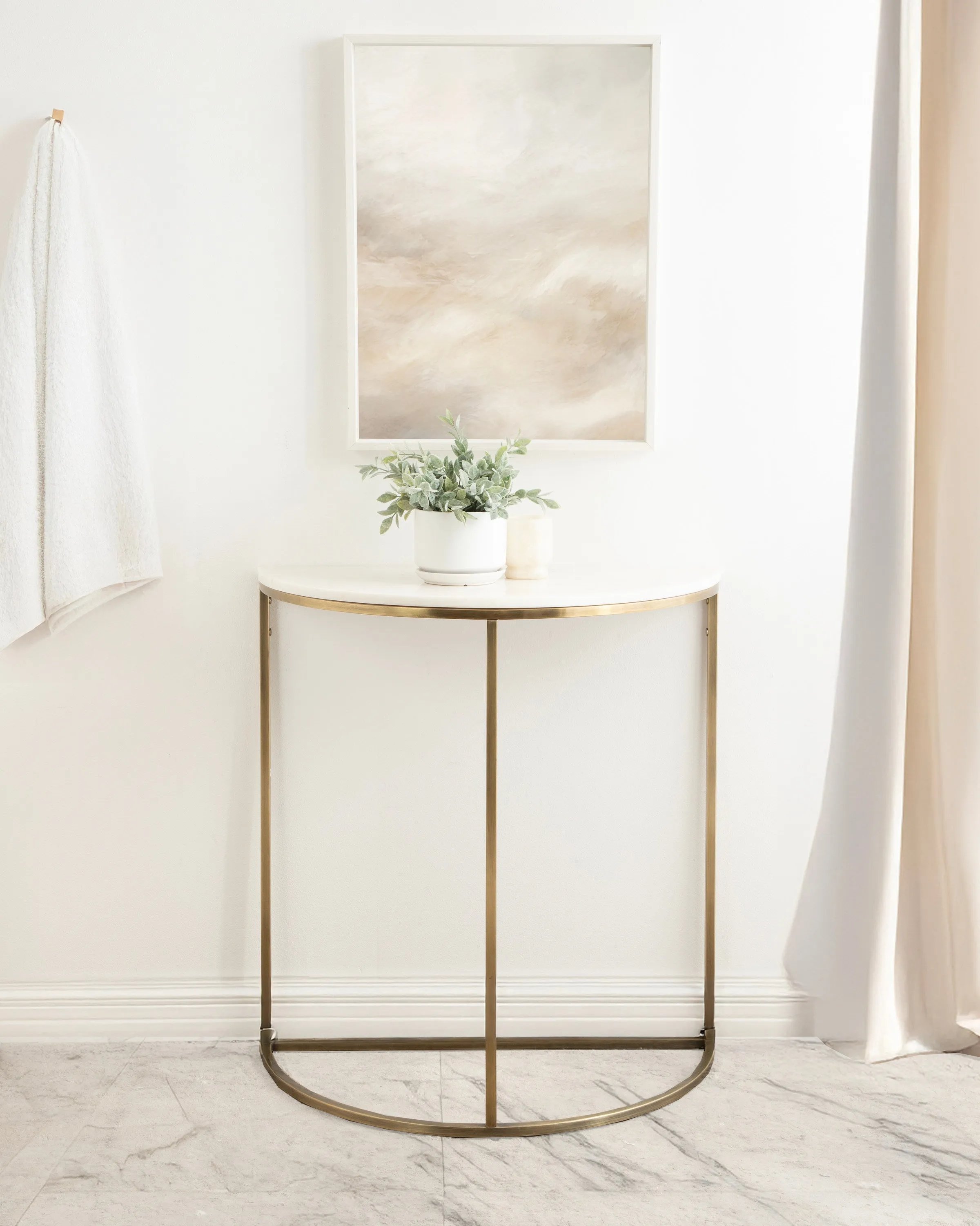 Dorrah Half-Circle Marble Console Table