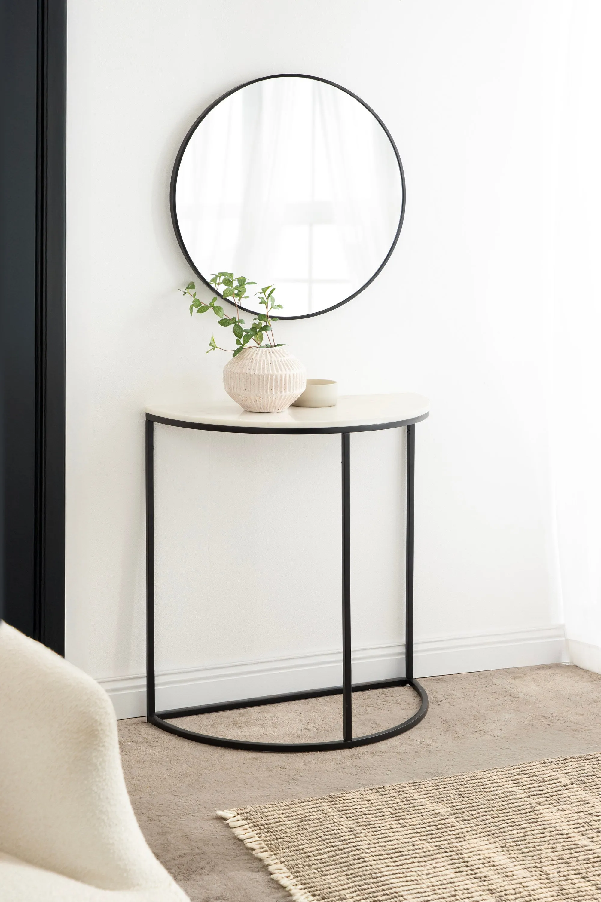 Dorrah Half-Circle Marble Console Table