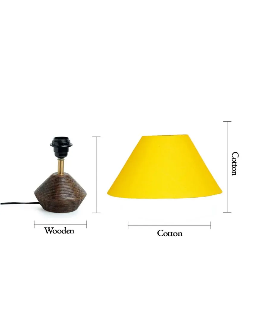 Dynamic Cotton Table Lamp With Wooden Natural Base | 10 x 12 Inches