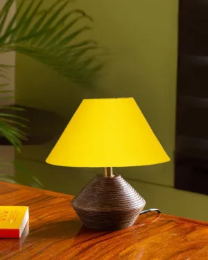 Dynamic Cotton Table Lamp With Wooden Natural Base | 10 x 12 Inches