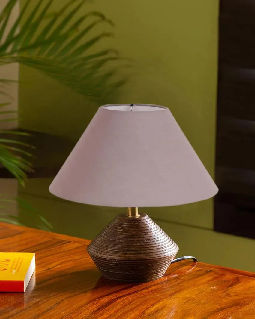 Dynamic Cotton Table Lamp With Wooden Natural Base | 10 x 12 Inches