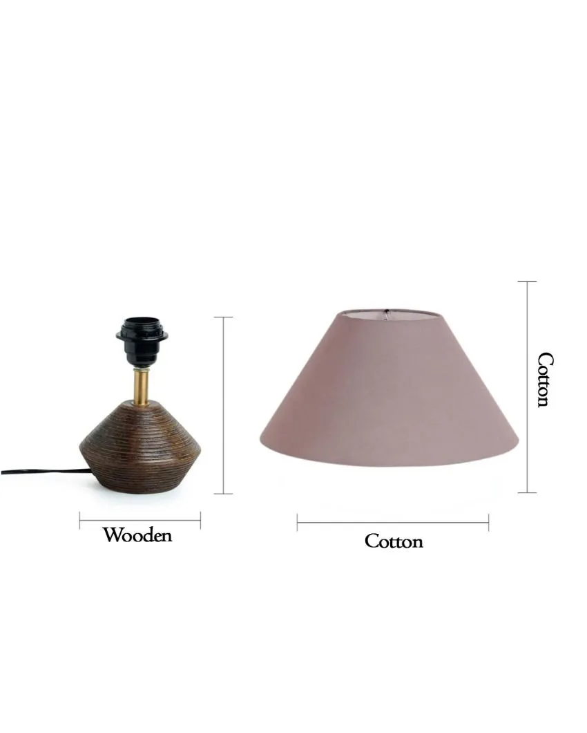 Dynamic Cotton Table Lamp With Wooden Natural Base | 10 x 12 Inches