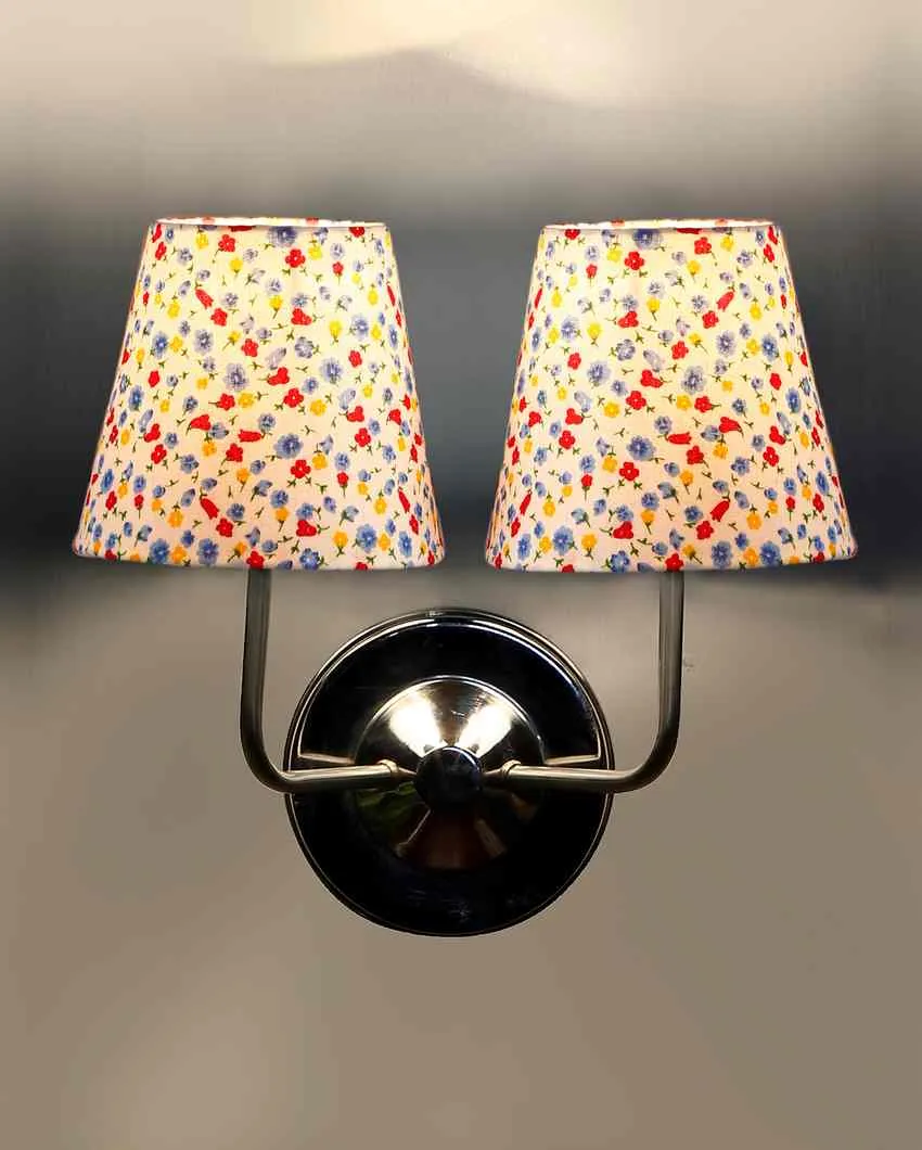 Elegant Classic Refined Cotton Wall Mounted Dual Lamp With Steel Base | Set of 2 | 4 x 13 inches