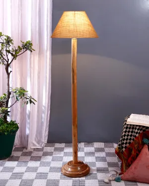 Elegant Jute Conical Shade Floor Lamp with Wooden Base | 14 x 59 Inches