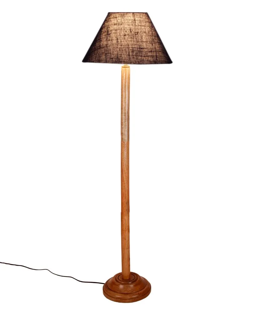 Elegant Jute Conical Shade Floor Lamp with Wooden Base | 14 x 59 Inches