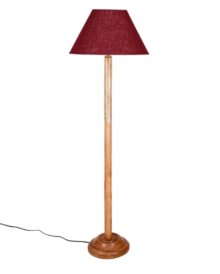 Elegant Jute Conical Shade Floor Lamp with Wooden Base | 14 x 59 Inches