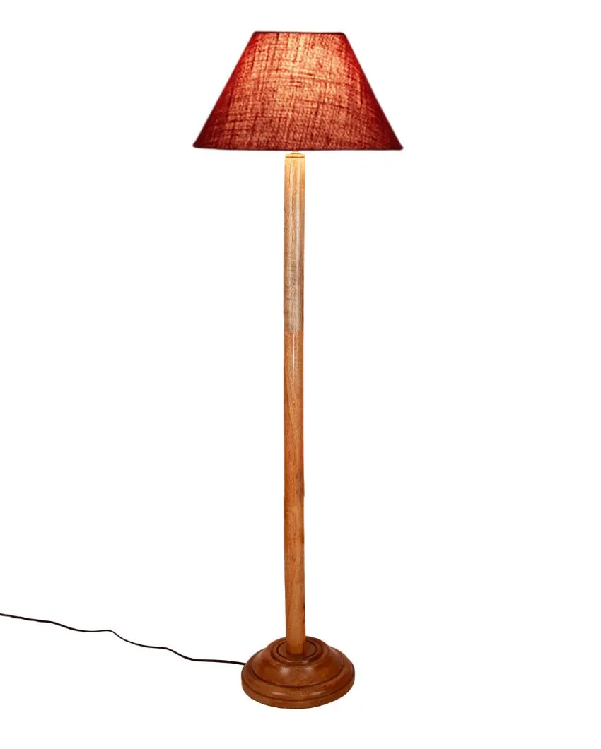 Elegant Jute Conical Shade Floor Lamp with Wooden Base | 14 x 59 Inches