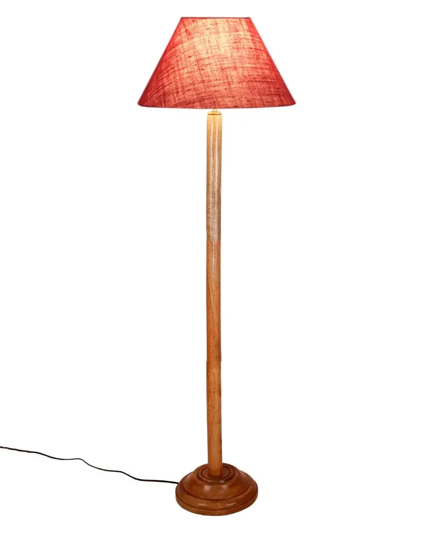 Elegant Jute Conical Shade Floor Lamp with Wooden Base | 14 x 59 Inches