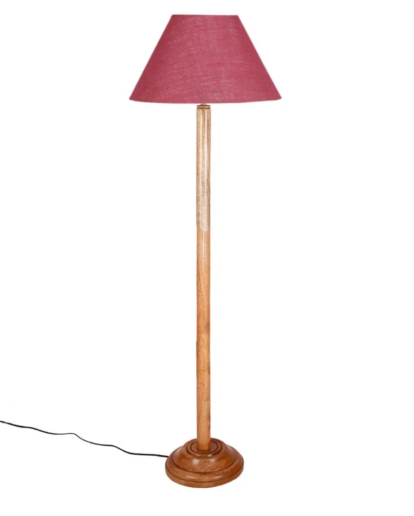 Elegant Jute Conical Shade Floor Lamp with Wooden Base | 14 x 59 Inches