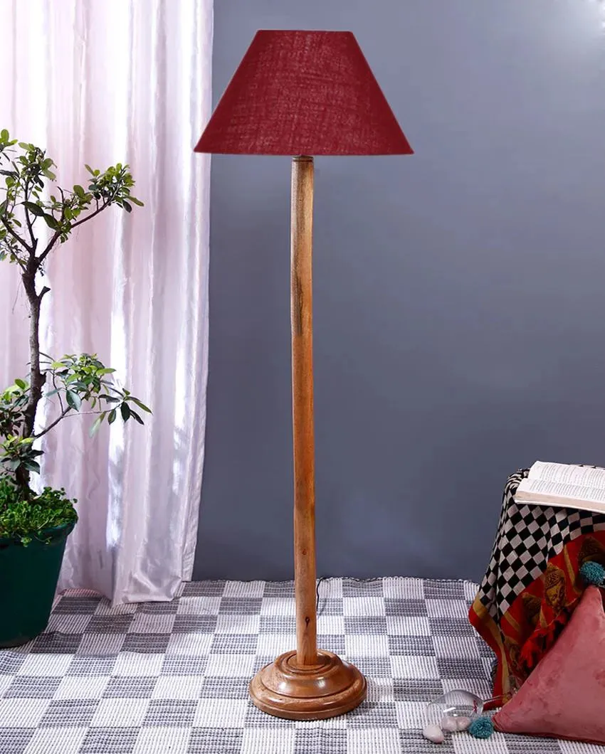 Elegant Jute Conical Shade Floor Lamp with Wooden Base | 14 x 59 Inches