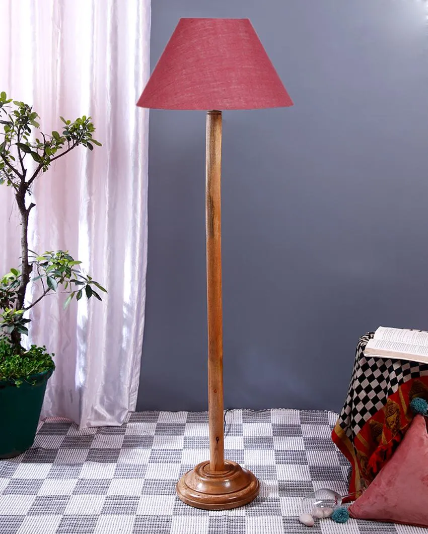 Elegant Jute Conical Shade Floor Lamp with Wooden Base | 14 x 59 Inches