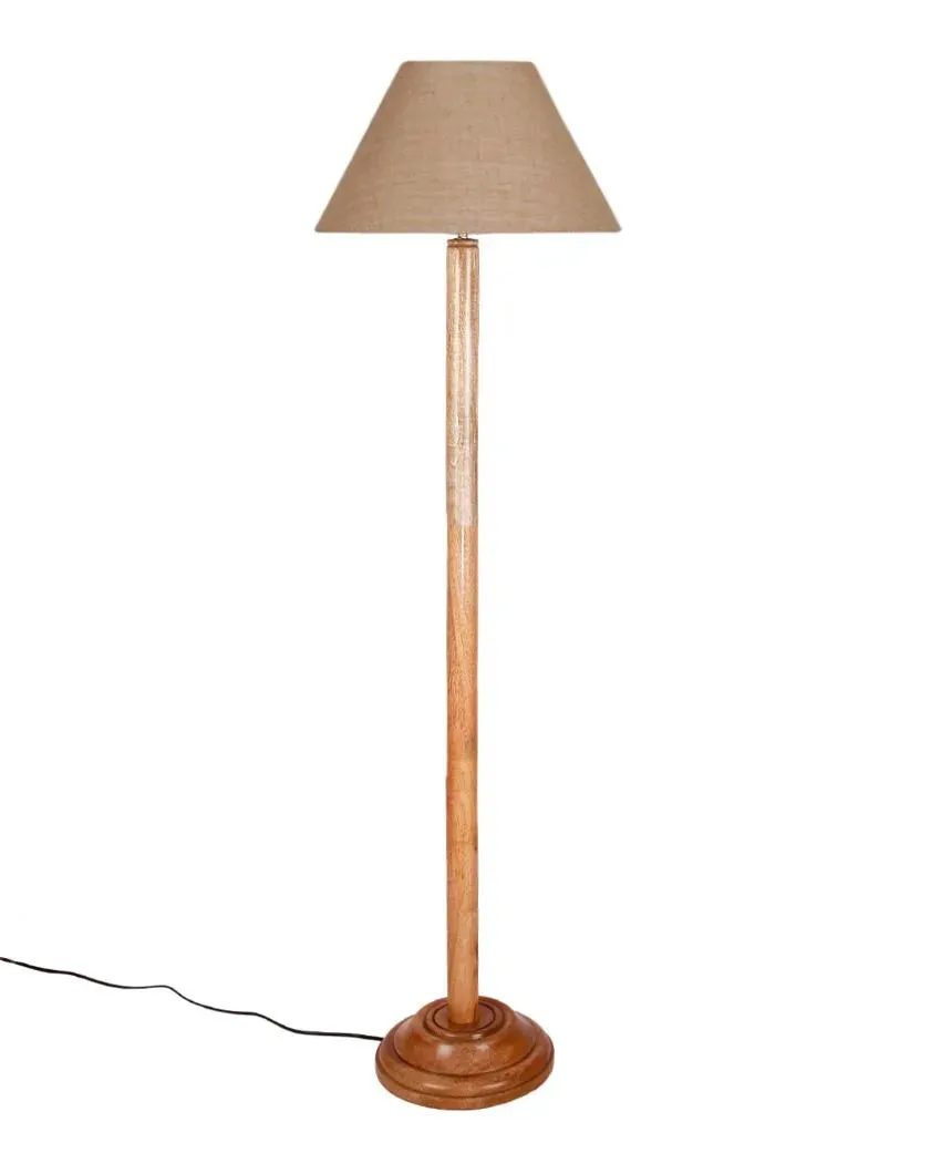 Elegant Jute Conical Shade Floor Lamp with Wooden Base | 14 x 59 Inches