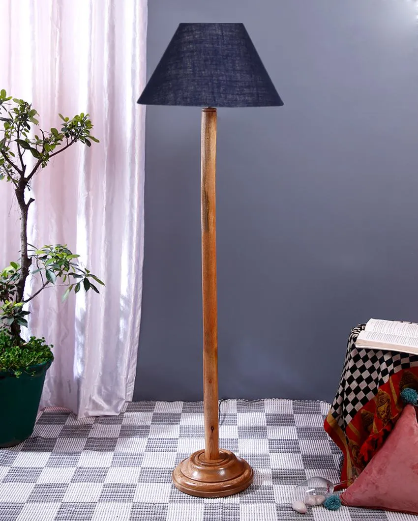 Elegant Jute Conical Shade Floor Lamp with Wooden Base | 14 x 59 Inches