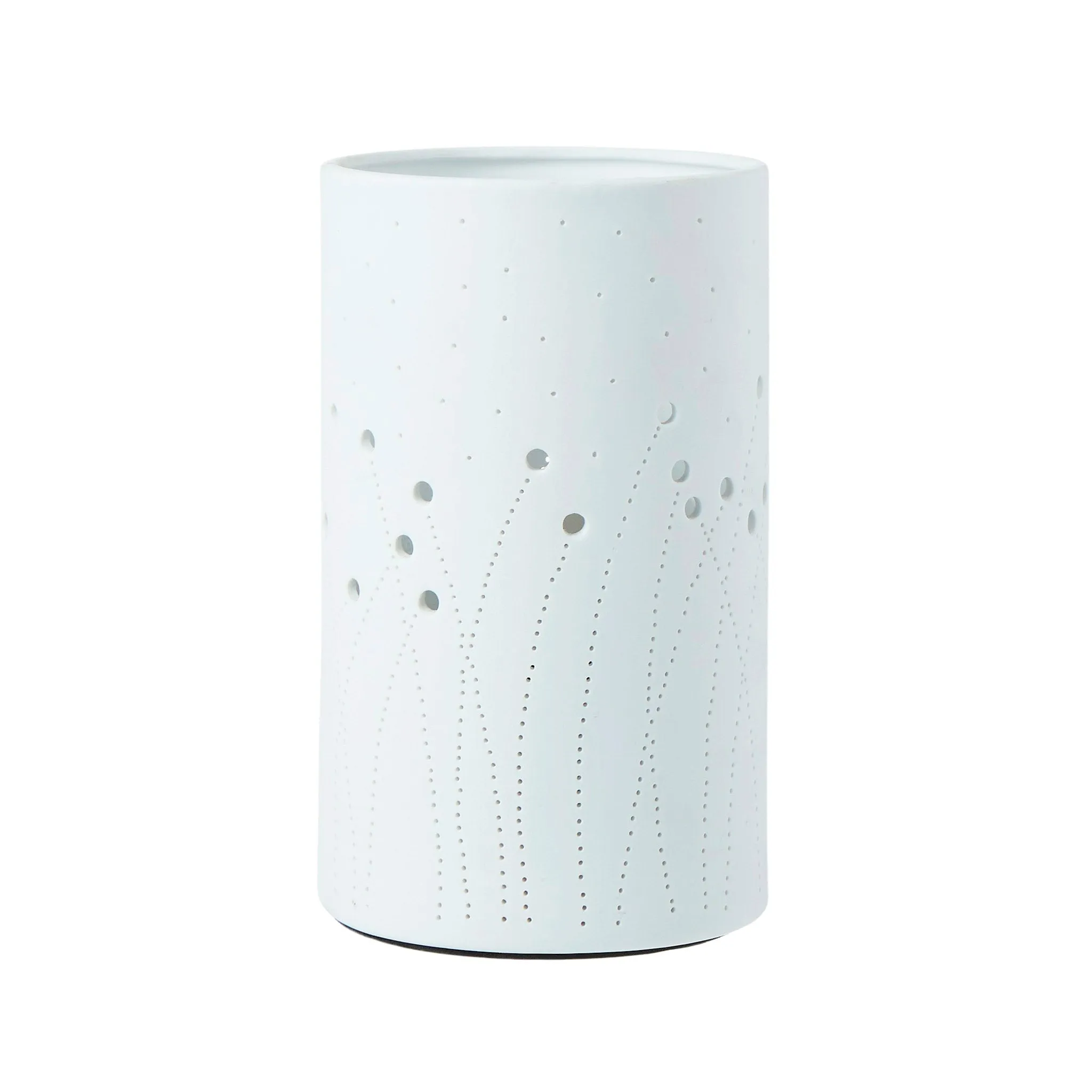 Emporium Cylinder Lamp- Cutout White 12x12x20cm