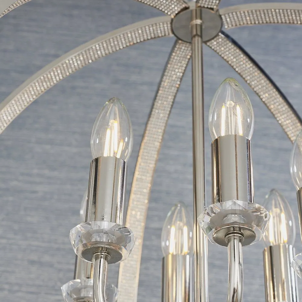 Endon 81508 Ritz 6 Light Pendant Bright Nickel