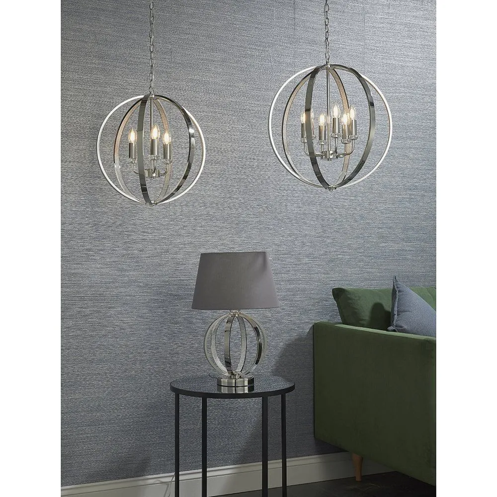 Endon 81508 Ritz 6 Light Pendant Bright Nickel