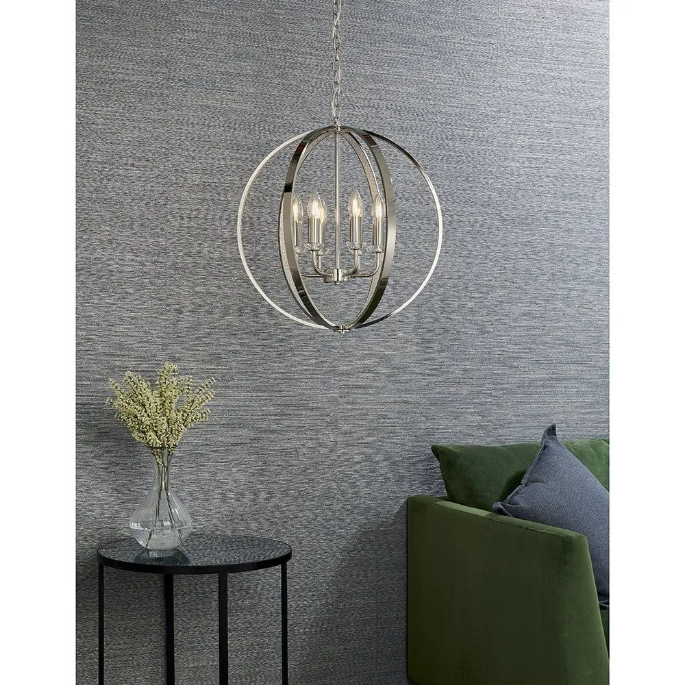 Endon 81508 Ritz 6 Light Pendant Bright Nickel