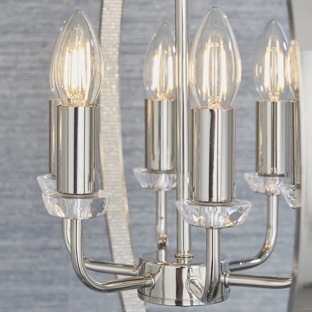 Endon 81508 Ritz 6 Light Pendant Bright Nickel