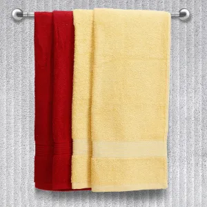 Eva Quick Dry Hand Towel (Yellow & Red) - Set Of Four