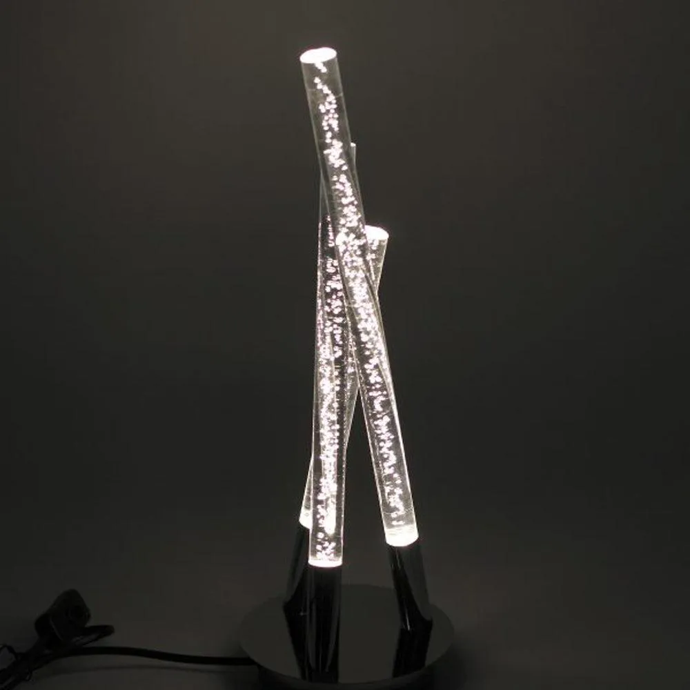 Hannah Sleek Teepee, Metal LED Table Lamp - Chrome and Clear, Acrylic Shade, 430mm High, PL0107