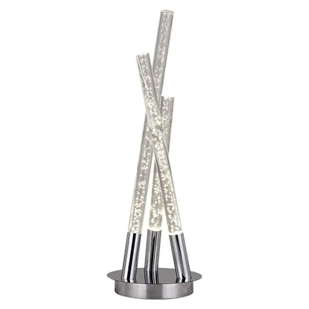 Hannah Sleek Teepee, Metal LED Table Lamp - Chrome and Clear, Acrylic Shade, 430mm High, PL0107