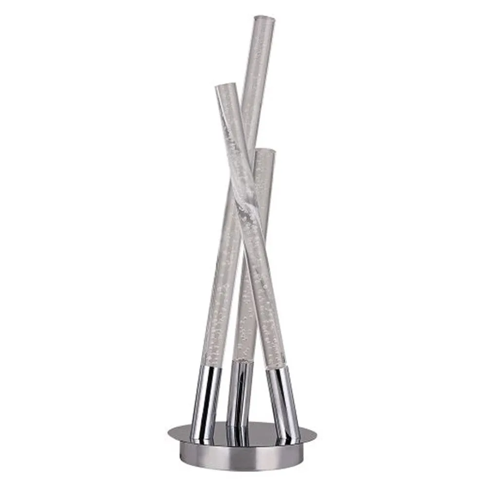 Hannah Sleek Teepee, Metal LED Table Lamp - Chrome and Clear, Acrylic Shade, 430mm High, PL0107