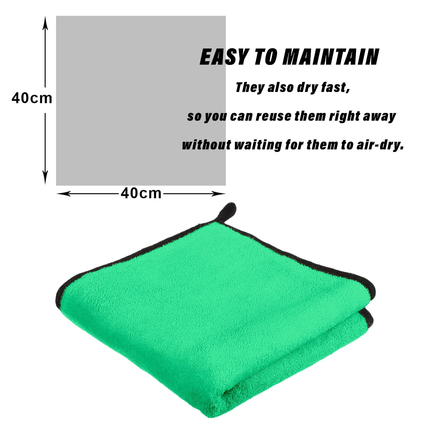 Heart Home Cleaning Towel|Microfiber Reusable Cloths|Highly Absorbent Washable Towel for Kitchen with Hanging Loop|Car|Window|40x40 Cm|Green