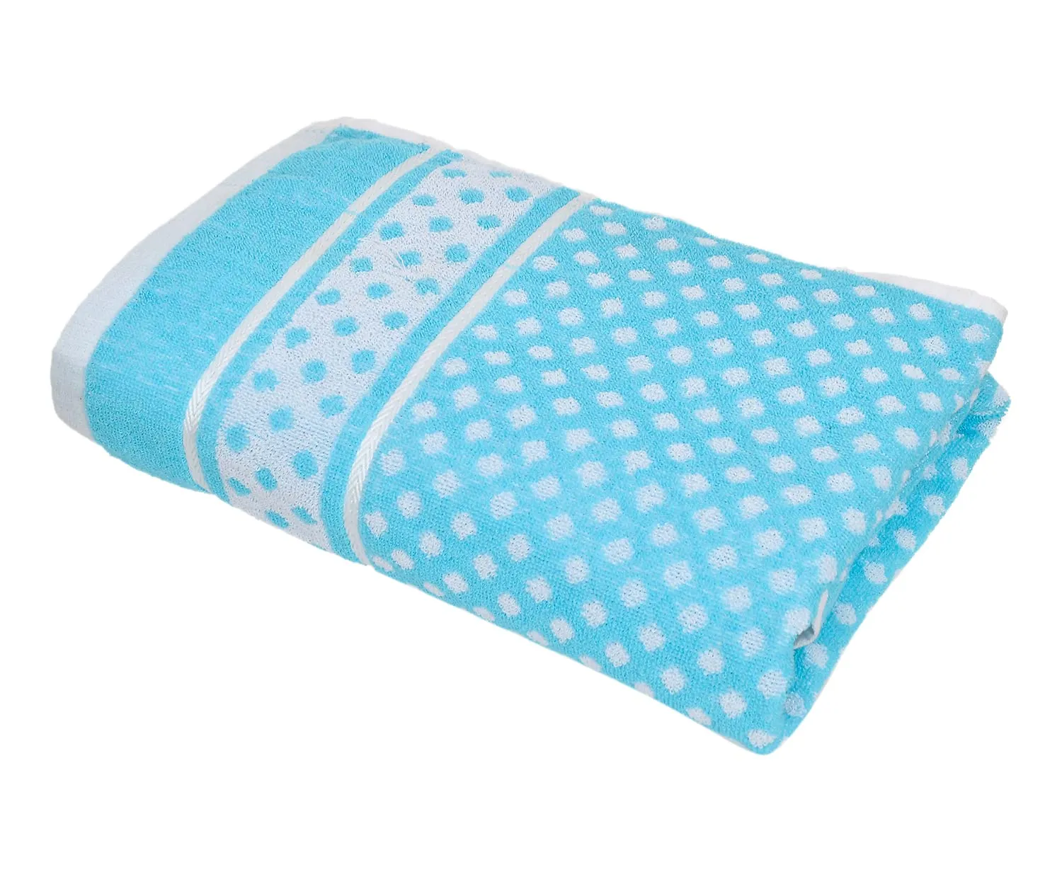 Heart Home Multiuses Dot Printed Soft Cotton Bath Towel, 30"x60" - Pack of 3 (Sky Blue)