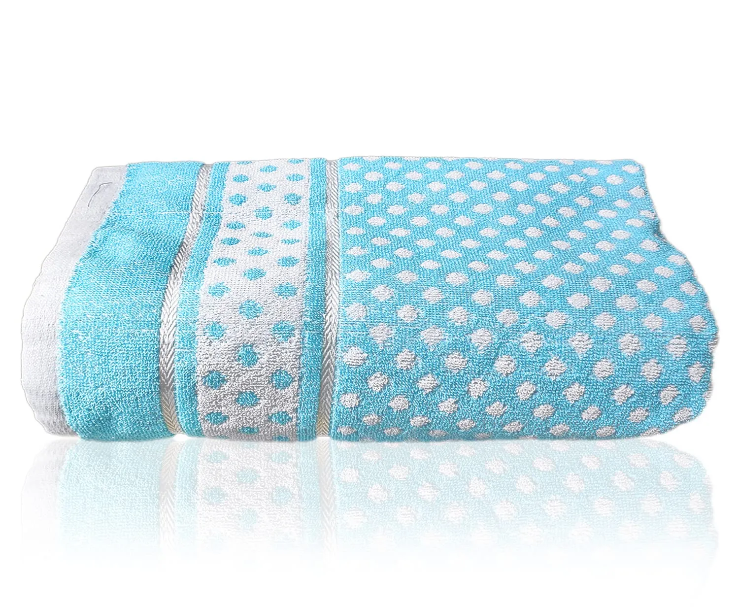 Heart Home Multiuses Dot Printed Soft Cotton Bath Towel, 30"x60" - Pack of 3 (Sky Blue)