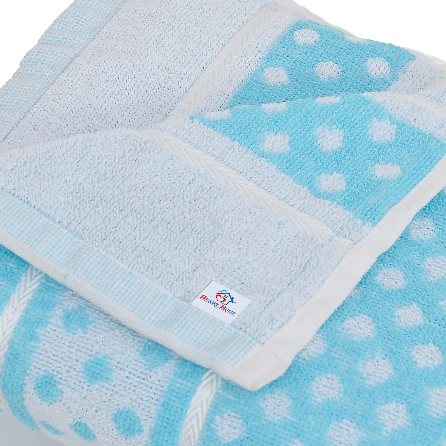 Heart Home Multiuses Dot Printed Soft Cotton Bath Towel, 30"x60" - Pack of 3 (Sky Blue)