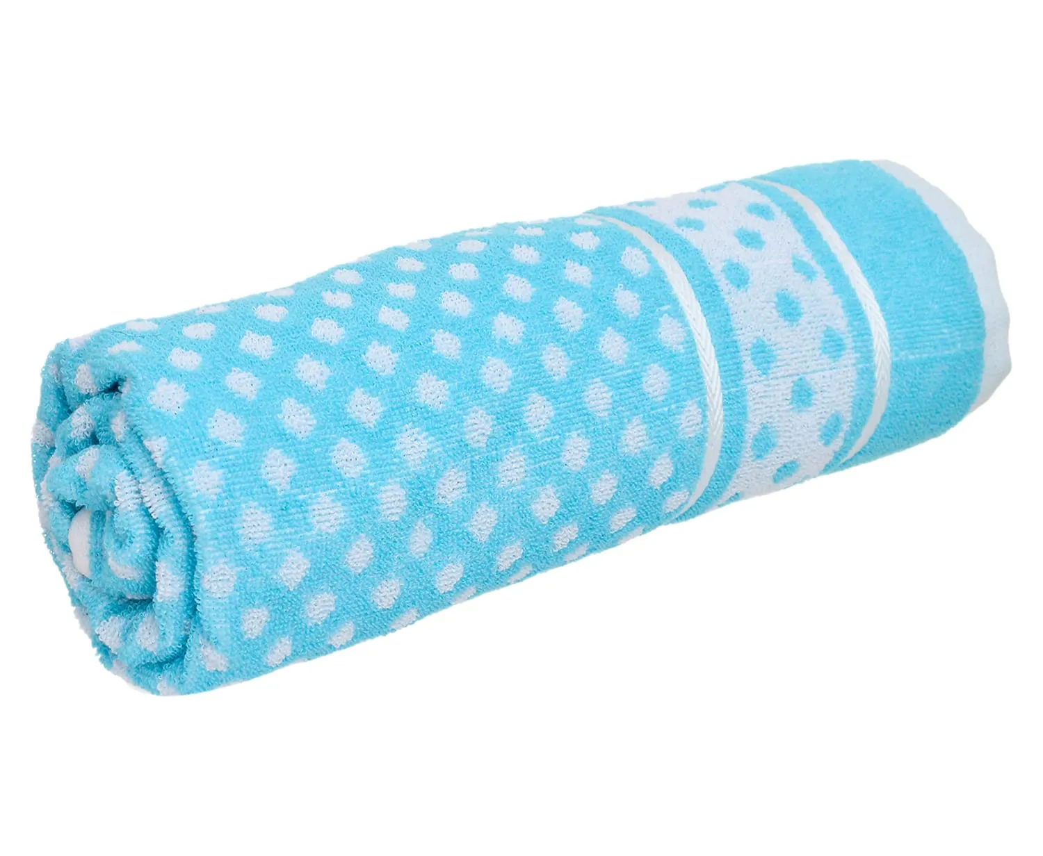 Heart Home Multiuses Dot Printed Soft Cotton Bath Towel, 30"x60" - Pack of 3 (Sky Blue)