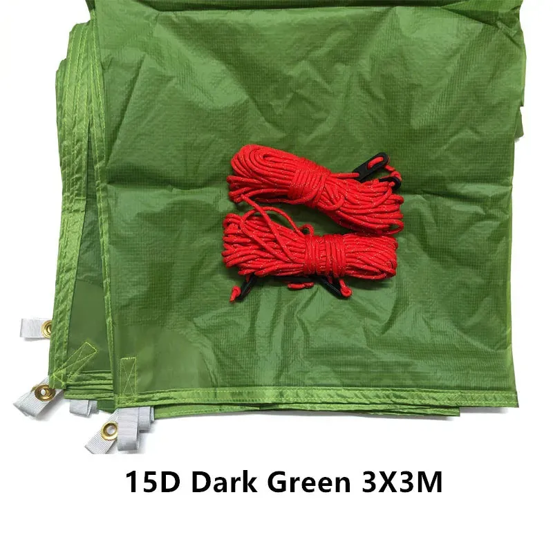 High-Quality Outdoor Camping Tent Tarp - 3x3M, 4x3M, 5x3M, 15D Nylon Silicone Coating