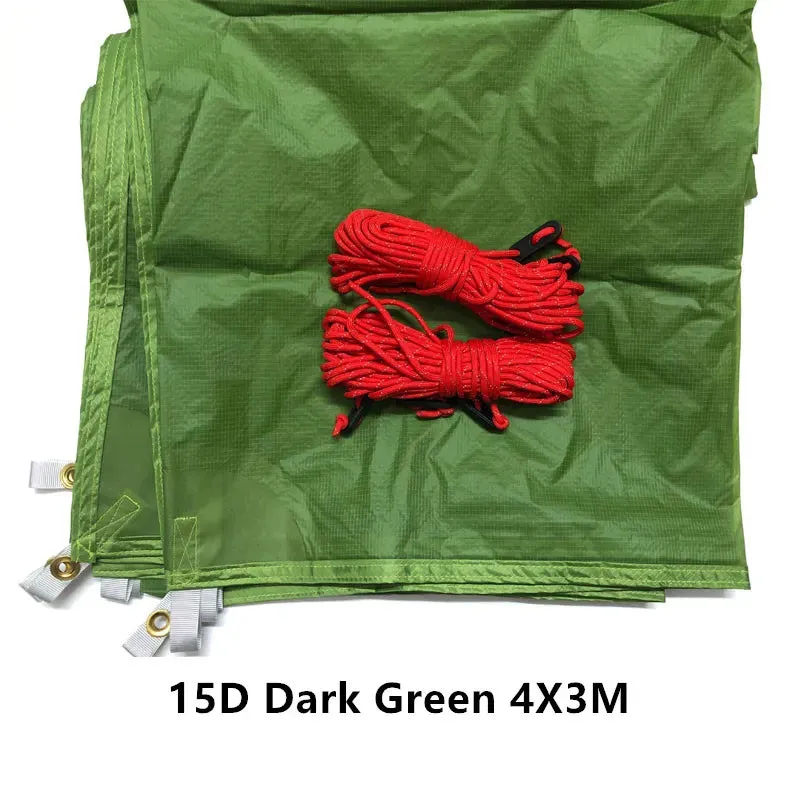 High-Quality Outdoor Camping Tent Tarp - 3x3M, 4x3M, 5x3M, 15D Nylon Silicone Coating