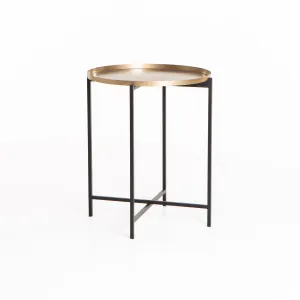 KAI 48cm ROUND SIDE TABLE - BRASS ANTIQUE