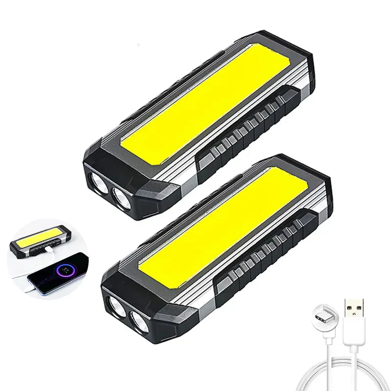 KDULIT Waterproof with Magnet Flashlight Portable COB Work Light LED 4000mAh Flashlights Multimode 18650 Camping Torch Light