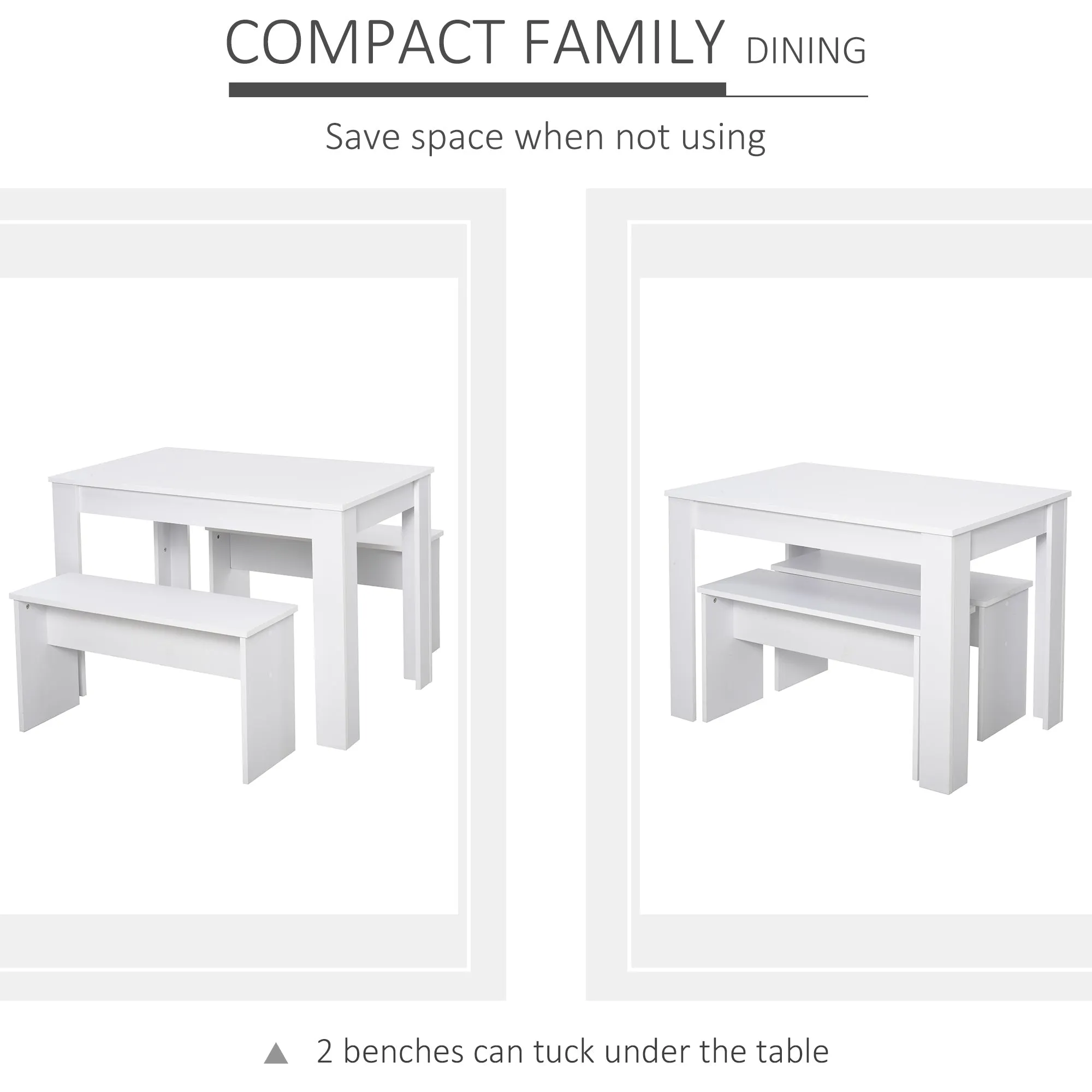 Kitchen Dining Table and 2 Benches Set