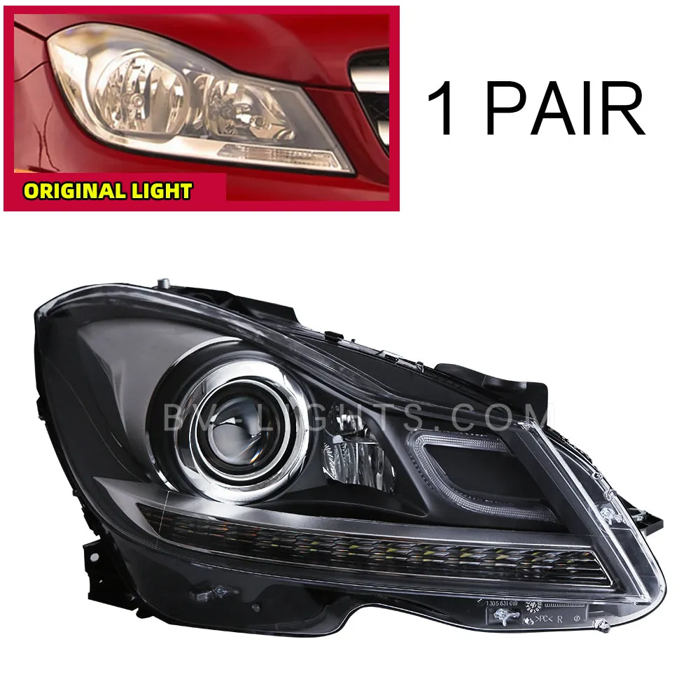 Mercedes Benz C-Class/W204  2011-2014 C200 C260 Modified headlight DRL Signal Front Head Lamp Suitable for the original car halogen