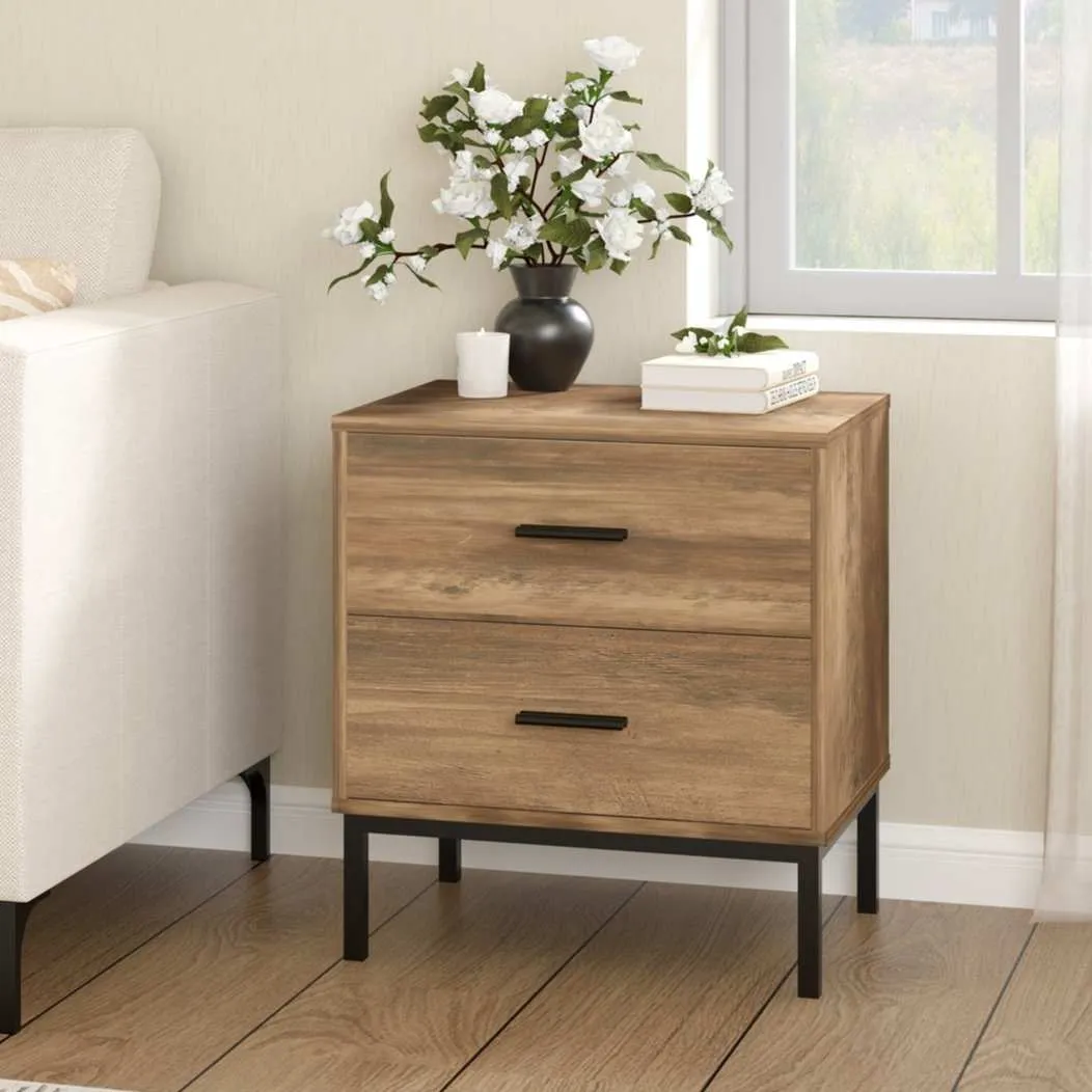 MerryLuk Bronx Bedside Table with 2 Drawers Dressing Table Set of 2