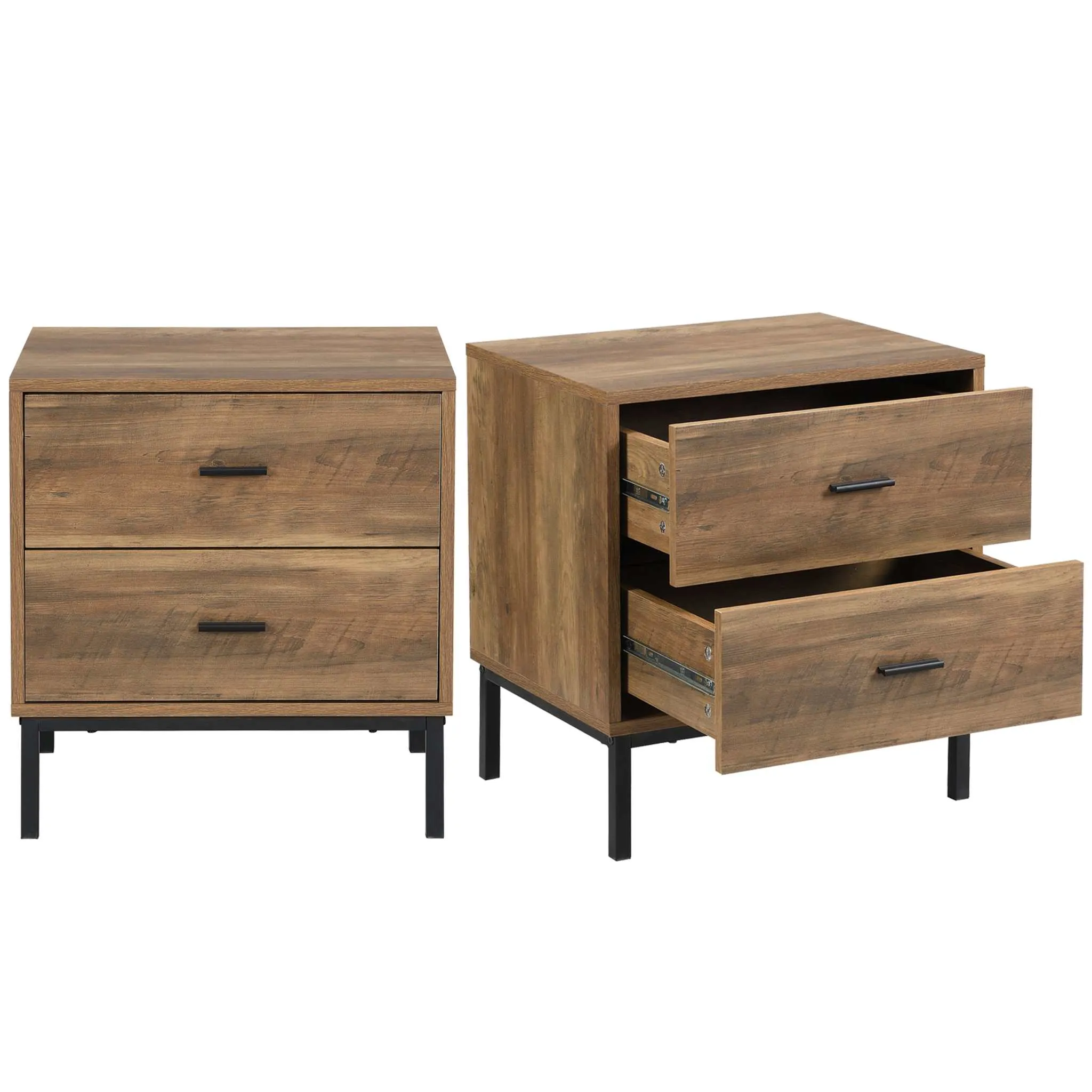 MerryLuk Bronx Bedside Table with 2 Drawers Dressing Table Set of 2