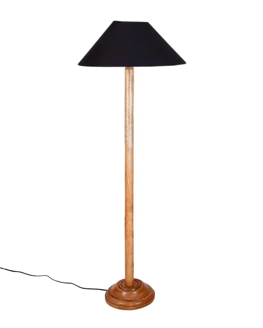 Metal Shade Floor Lamps With Natural Wooden Wase | 10 x 55 Inches