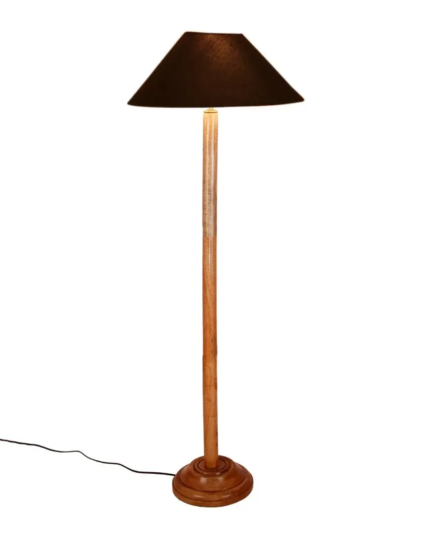 Metal Shade Floor Lamps With Natural Wooden Wase | 10 x 55 Inches