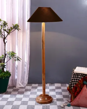 Metal Shade Floor Lamps With Natural Wooden Wase | 10 x 55 Inches