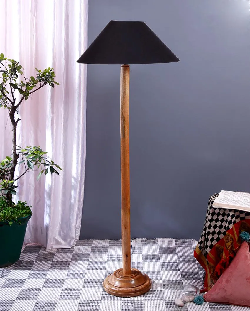 Metal Shade Floor Lamps With Natural Wooden Wase | 10 x 55 Inches