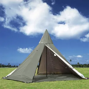 modern 4 Season Brown Waterproof Oxford Teepee Tent with Stove Jack Camp Pyramid Tent with Half Mesh