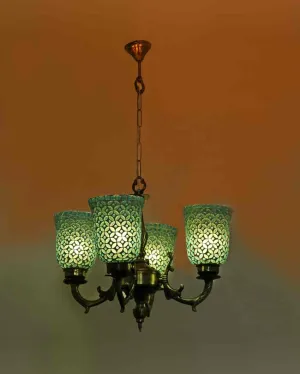 Modern Ceiling Four Decorative Glass Lamp Shade Chandelier | 19 x 19 x 17 inches